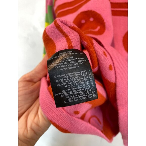 Lazy Oaf Zip-Neck Pullover Jumper Sweater Women's Size US 10 Pink Red Green - Picture 8 of 8